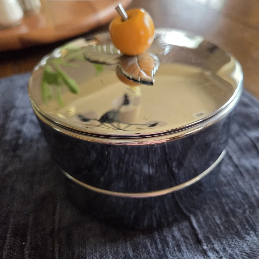 Chase Chrome Art Deco Era Stacking Set With Bakelite Apple Finial